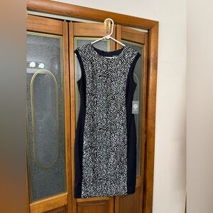 Sleeveless Black & White Patterned Sheath Dress VINCE CAMUTO BRAND NEW
